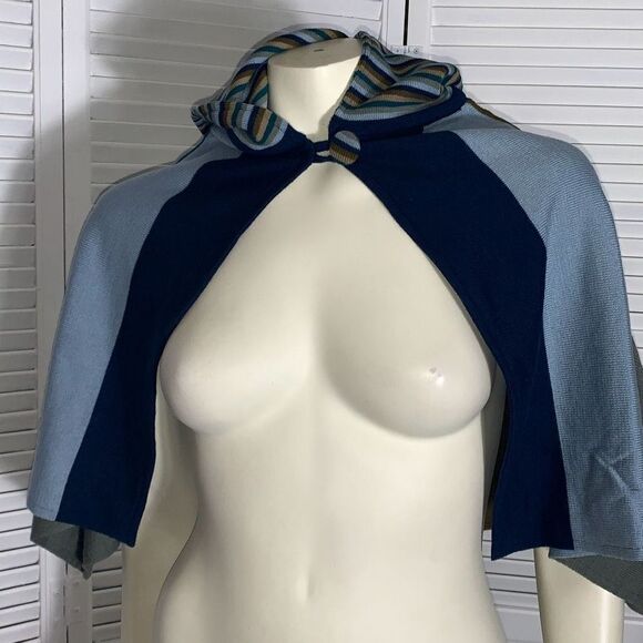 NWT Echo Kerchief Cowl Cape Striped Color Block Knit Sweater Scarf - Picture 9 of 12